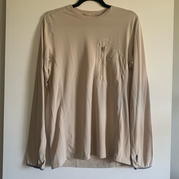 Patagonia Other - Patagonia Beige Long Sleeve Thumb Hole Front Zipper Pocket Top size Small EUC